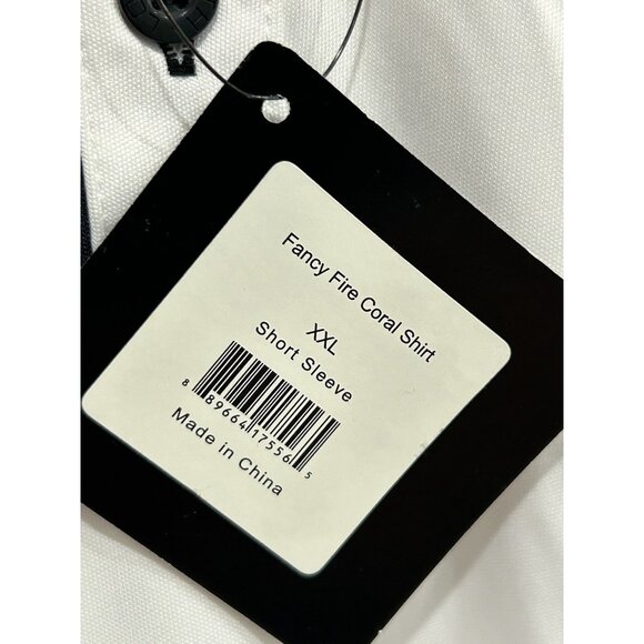 Loudmouth Fancy Fire Coral Golf Polo Shirt White Multi Sz XXL Performance NWT - Picture 8 of 10